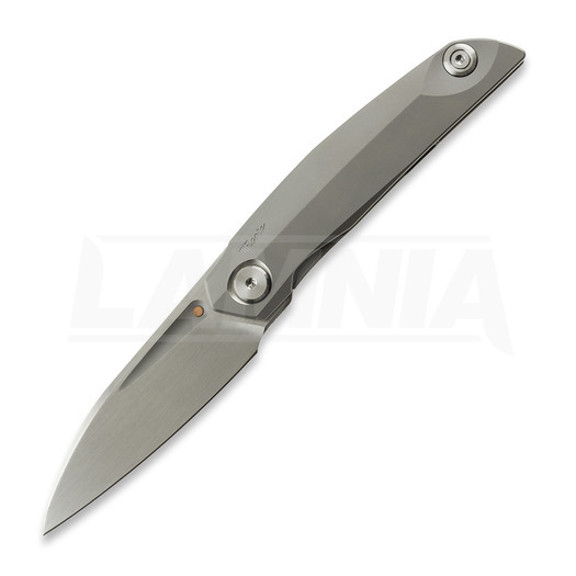 Reate VK-ANUB Bead Blast Titanium 접이식 나이프, Hand Rubbed