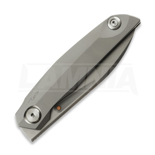 Reate VK-ANUB Bead Blast Titanium kääntöveitsi, Hand Rubbed