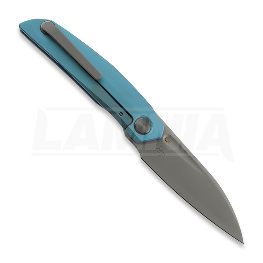 Reate VK-ANUB Blue Titanium 折叠刀, Dark Bead Blast