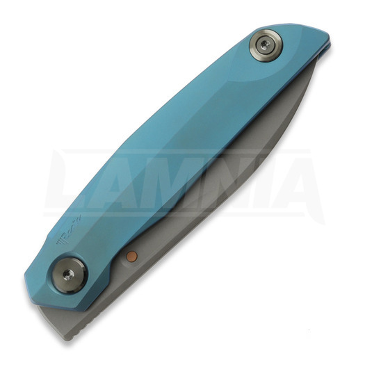 Reate VK-ANUB Blue Titanium 折叠刀, Dark Bead Blast