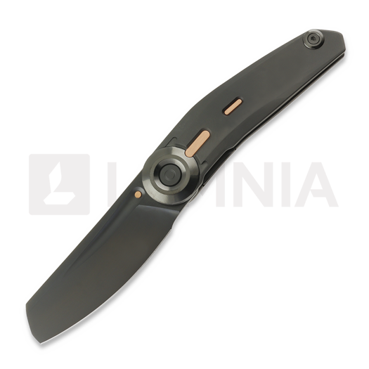Reate VK-CLU 접이식 나이프, Black DLC Titanium, Frosted Satin Black DLC