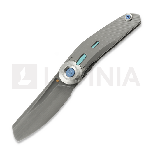 Coltello pieghevole Reate VK-CLU, Patterned Bead Blast Titanium, Hand Rubbed/Acid Washed