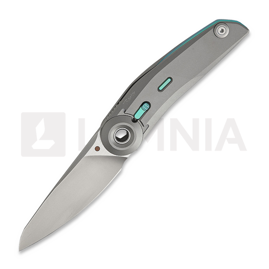 Reate VK-TRON Bead Blast Ti & Blue Taschenmesser, Frosted Satin