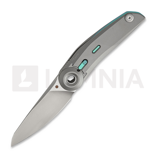 Reate VK-TRON Bead Blast Ti & Blue 접이식 나이프, Frosted Satin