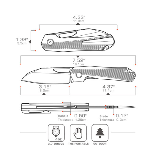 Coltello pieghevole Remette X DIVO Bender - Stonewash - Titanium