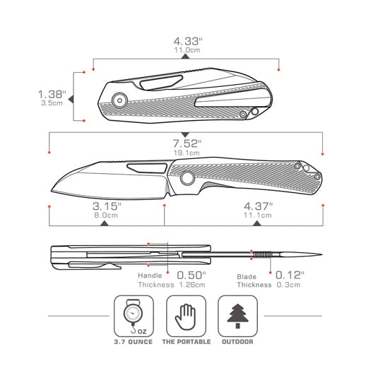 Coltello pieghevole Remette X DIVO Bender - Stonewash - Titanium