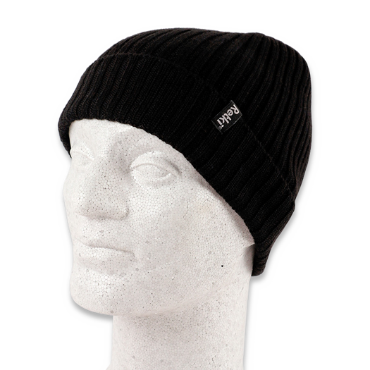 Retki 100% Merino rib one size beanie, black