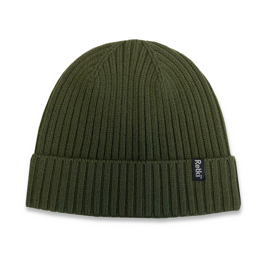 หมวกบีนนี่ Retki 100% Merino rib one size, green