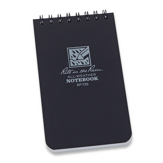 Rite in the Rain 3 x 5 Top Spiral Notebook, melns