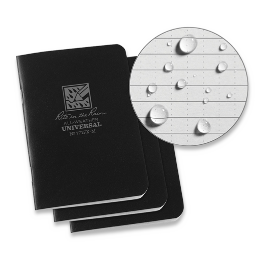 Rite in the Rain Mini Stapled Notebook 3 Pack, czarny