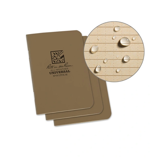 Rite in the Rain Mini Stapled Notebook 3 pack, tan