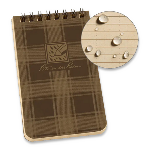 Rite in the Rain Pocket Top Spiral 3 x 5, Brown Plaid