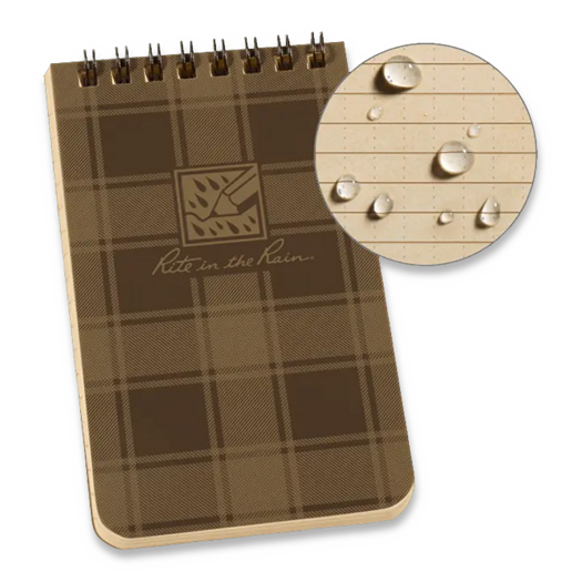 Rite in the Rain Pocket Top Spiral 3 x 5, Brown Plaid