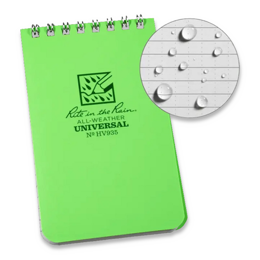 Rite in the Rain Pocket Top Spiral 3 x 5, Hi Viz Green