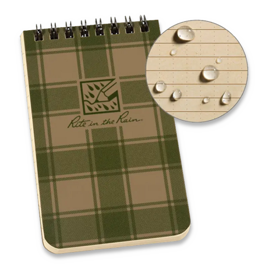 Rite in the Rain Pocket Top Spiral 3 x 5, Tan Plaid