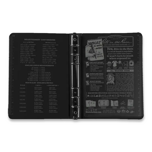 Rite in the Rain Ring Binder - 1/2" Capacity, Black