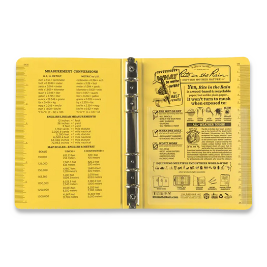 Rite in the Rain Ring Binder - 1/2" Capacity, Yellow