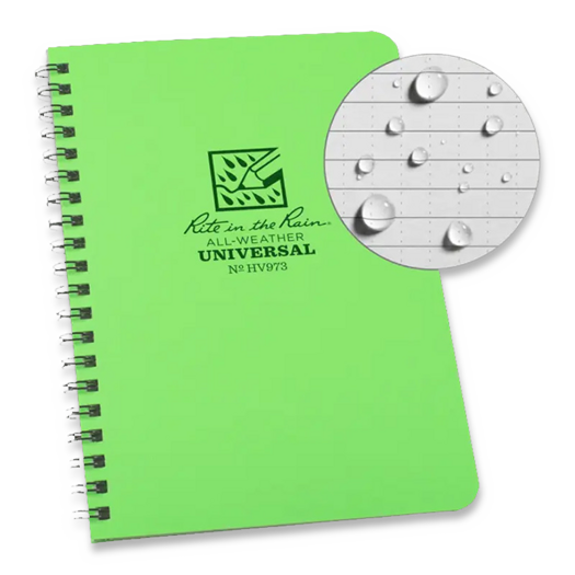 Rite in the Rain Side Spiral 4.625 x 7, Hi Viz Green