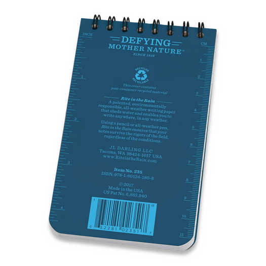 Rite in the Rain Top Spiral Notebook 3x5 Blue