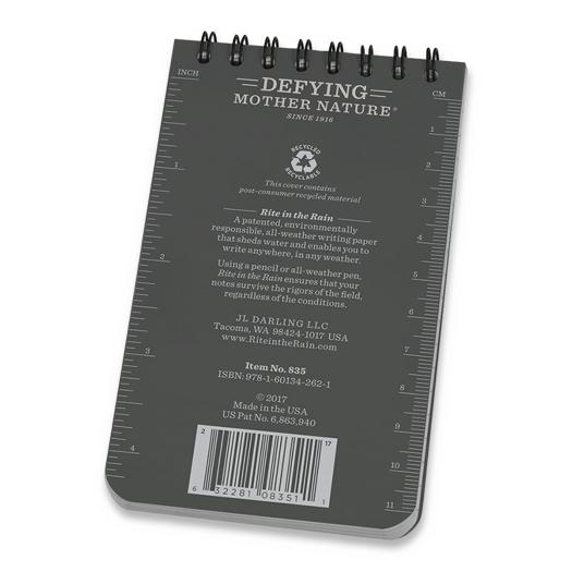 Rite in the Rain Top Spiral Notebook 3x5 Gray