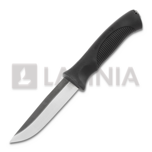 Rokka Korpisoturi kniv, black, leather sheath