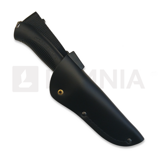 Coltello Rokka Korpisoturi, black, leather sheath