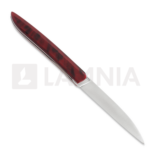 Roland Lannier Why So Serious? More Rock n' Roll folding knife, marble red