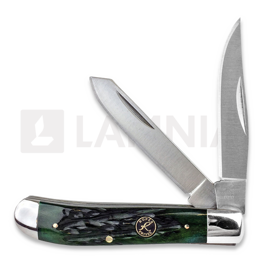 Roper Knives Trapper Green Bone Carbon pocket knife