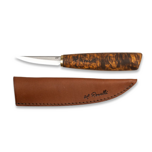 Roselli Carving knife short, Curly birch