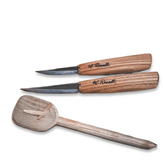 Roselli Carving knife short, Curly birch