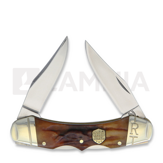 Rough Ryder Double Lock Brown Stag Bone pocket knife