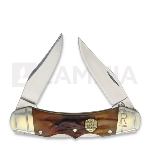 Rough Ryder Double Lock Brown Stag Bone pocket knife