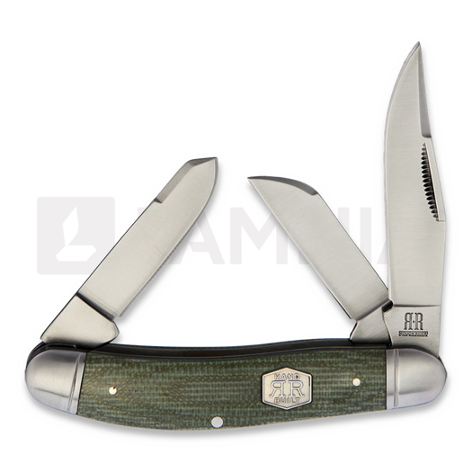 Rough Ryder Sowbelly Green Micarta Brushed pocket knife