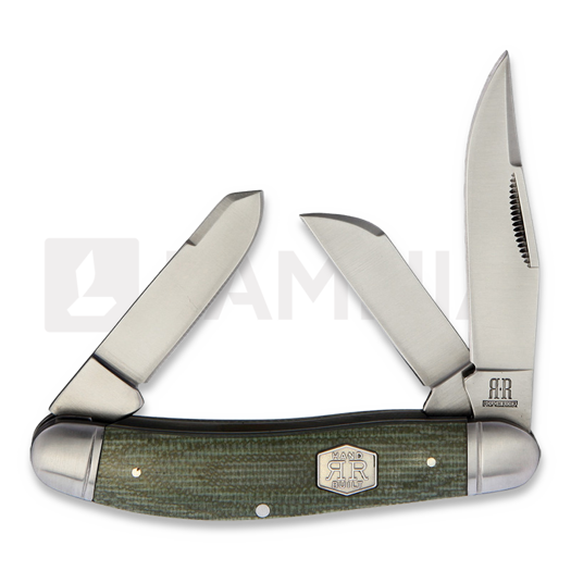Rough Ryder Sowbelly Green Micarta Brushed pocket knife