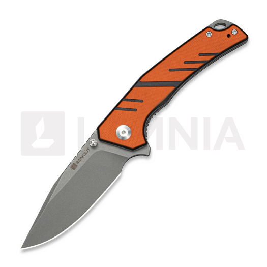 Sencut Quirk 접이식 나이프, Orange & Black G-10, Stonewash S25099-1
