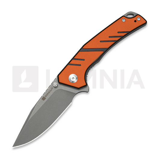 Sencut Quirk 접이식 나이프, Orange & Black G-10, Stonewash S25099-1