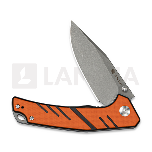 Sencut Quirk 접이식 나이프, Orange & Black G-10, Stonewash S25099-1