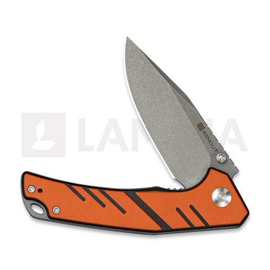 Sencut Quirk 접이식 나이프, Orange & Black G-10, Stonewash S25099-1
