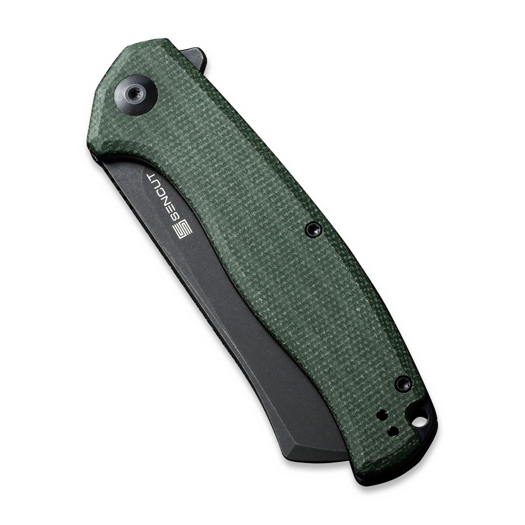 Sencut Traxler, Green Canvas Micarta, Black Stonewash S20057C-4