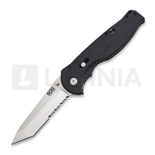 SOG Flash II Tanto összecsukható kés, satin, fűrészfogú SOG-FSAT98-CP