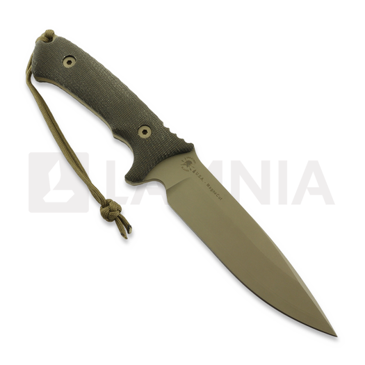 Spartan Blades Harsey Difensa veitsi, FDE/Green, Tan Kydex
