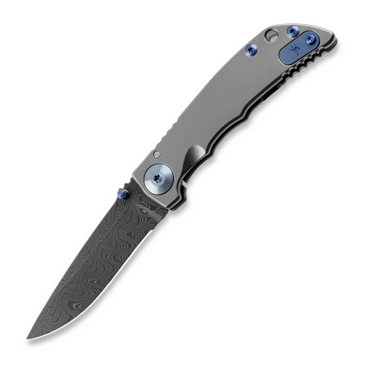 Spartan Blades Harsey Folder 3.25 Damascus, Blue Anodized Hardware