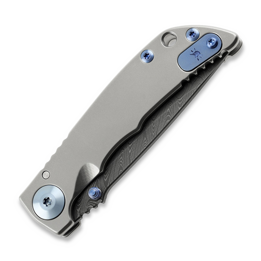 Spartan Blades Harsey Folder 3.25 Damascus, Blue Anodized Hardware