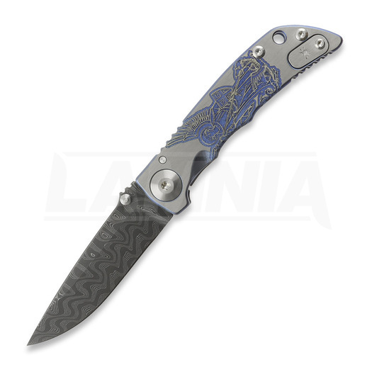 Spartan Blades Harsey Folder 3.25 Damascus 접이식 나이프, Saint Michael