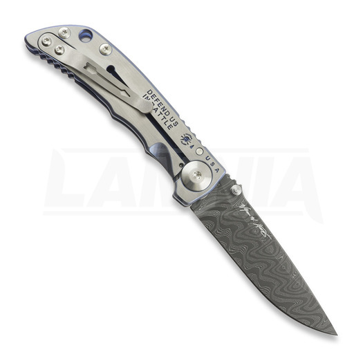 Couteau pliant Spartan Blades Harsey Folder 3.25 Damascus, Saint Michael