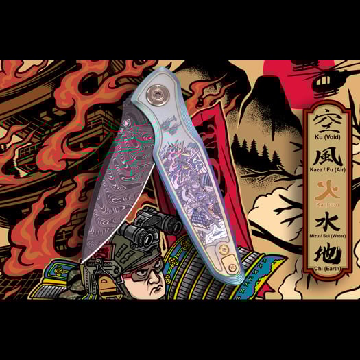 Spartan Blades Pandia Damascus foldekniv, Ronin Five Rings "Fire"