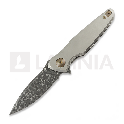 Spartan Blades Pandia Damascus összecsukható kés, Satin/Blasted Titanium & Bronze HW