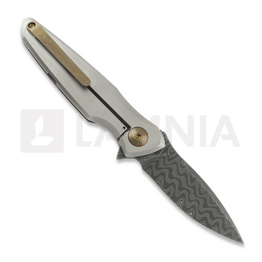 Navalha Spartan Blades Pandia Damascus, Satin/Blasted Titanium & Bronze HW