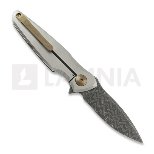 Navalha Spartan Blades Pandia Damascus, Satin/Blasted Titanium & Bronze HW