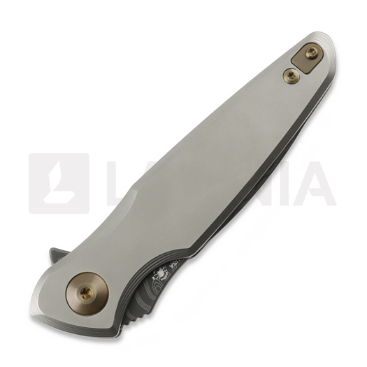 Navalha Spartan Blades Pandia Damascus, Satin/Blasted Titanium & Bronze HW